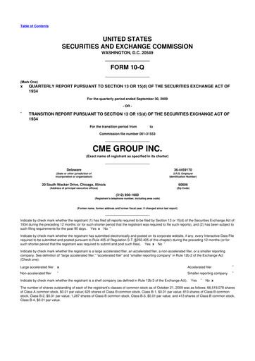 Thumbnail CME Group 10-Q Quarterly Report FY 