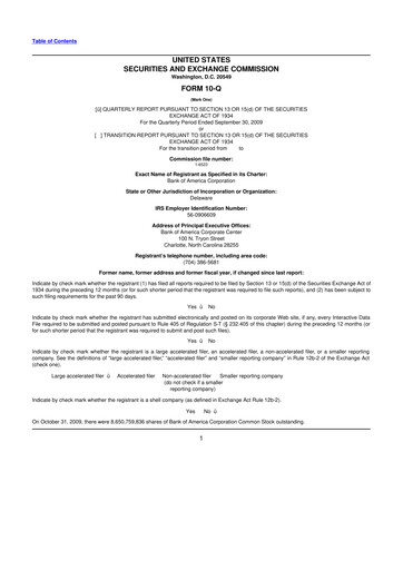 Thumbnail Bank of America  10-Q Quarterly Report FY 