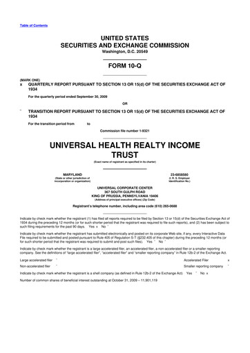 Thumbnail Universal Health Realty Income Trust 10-Q Quarterly Report FY 