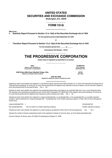 Thumbnail Progressive 10-Q Quarterly Report FY 