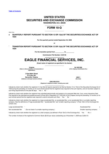 Thumbnail Eagle Financial Services 10-Q Quarterly Report FY 