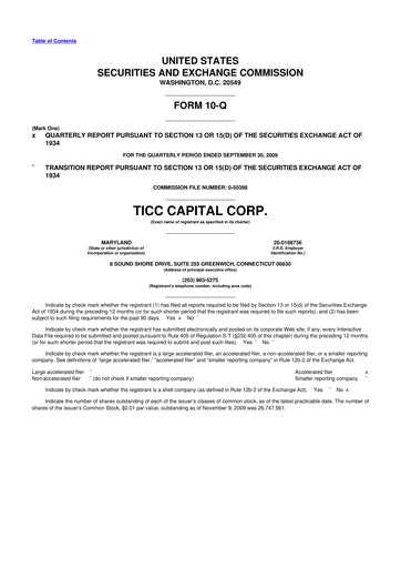 Miniature Oxford Square Capital
 10-Q Rapport trimestriel  