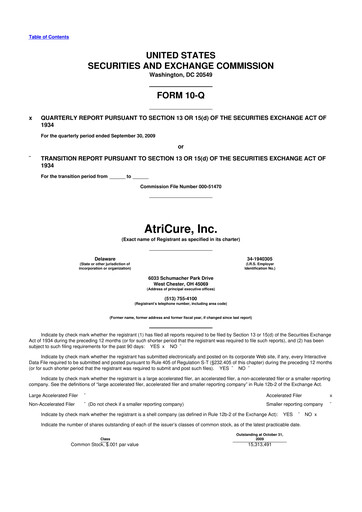 Miniature AtriCure 10-Q Rapport trimestriel  