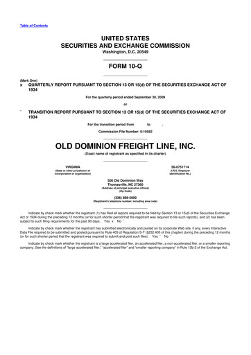 Thumbnail Old Dominion Freight Line
 10-Q Quarterly Report FY 