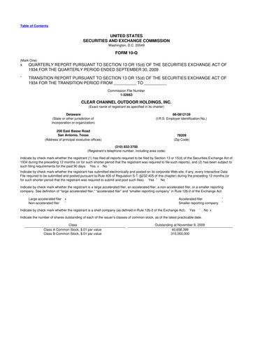 Thumbnail Clear Channel Outdoor
 10-Q Quarterly Report FY 