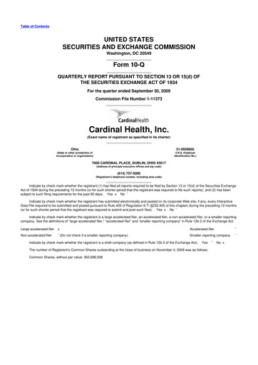 Thumbnail Cardinal Health 10-Q Quarterly Report FY 