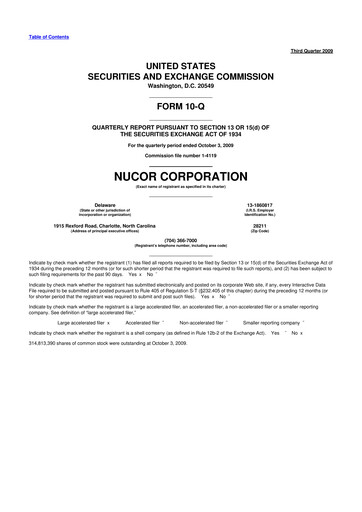 Thumbnail Nucor
 10-Q Quarterly Report FY 
