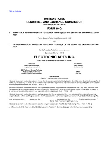 Thumbnail Electronic Arts 10-Q Quarterly Report FY 