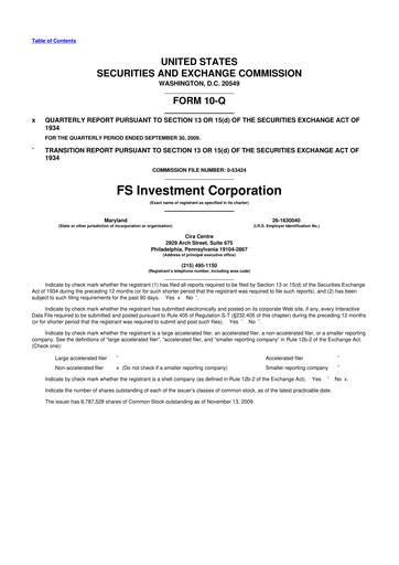 Thumbnail FS KKR Capital
 10-Q Quarterly Report FY 