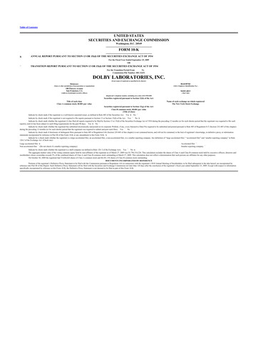 Thumbnail Dolby 10-K Annual Report 