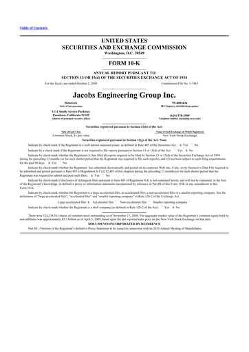 Thumbnail Jacobs Engineering 10-K Annual Report 