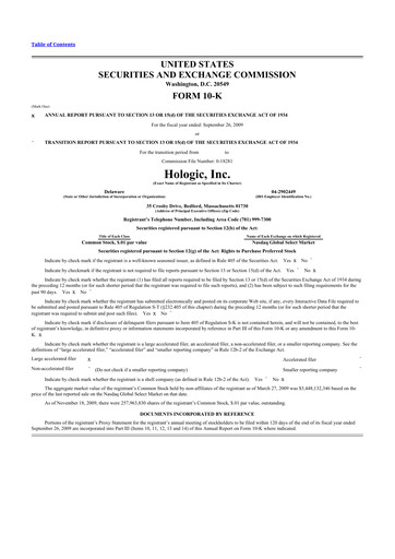 Thumbnail Hologic 10-K Annual Report 