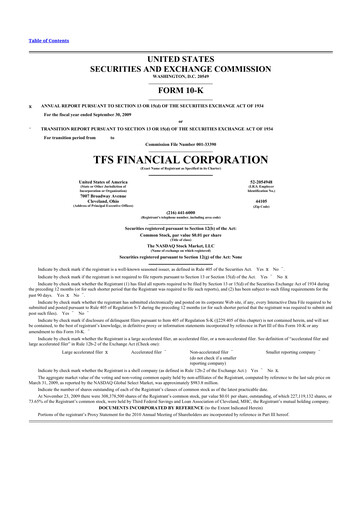 Thumbnail TFS Financial 10-K Annual Report 