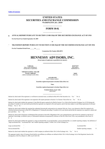 Thumbnail Hennessy Advisors 10-K Annual Report 