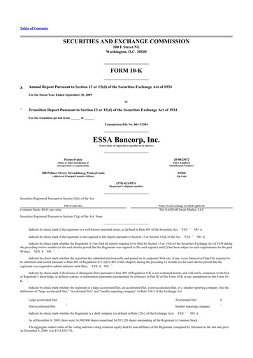 Thumbnail ESSA Bancorp 10-K Annual Report 