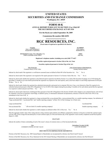 Thumbnail RGC Resources 10-K Annual Report 