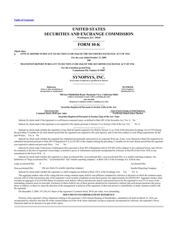 Thumbnail Synopsys 10-K Annual Report 