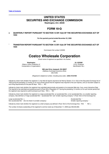 Thumbnail Costco 10-Q Quarterly Report FY 