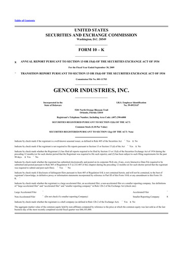 Thumbnail Gencor Industries
 10-K Annual Report 