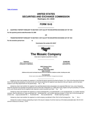 Thumbnail The Mosaic Company 10-Q Quarterly Report FY 