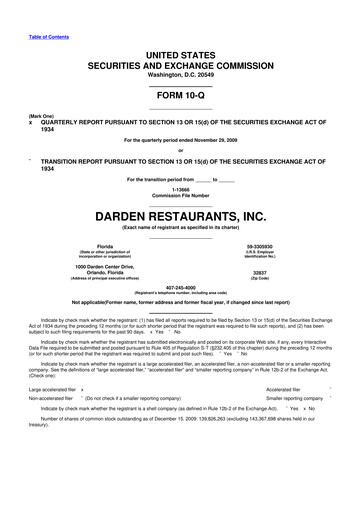 Vorschaubild Darden Restaurants
 10-Q Quartalsbericht  