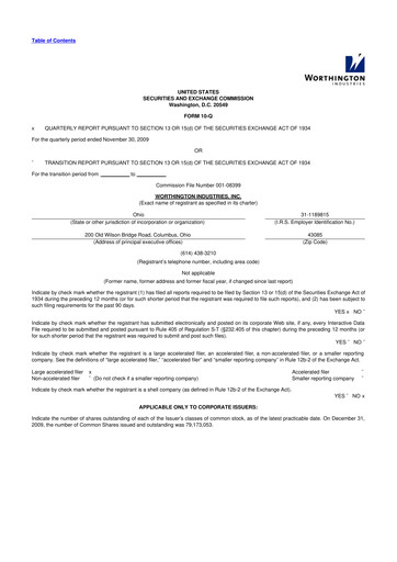 Miniature Worthington Enterprises 10-Q Rapport trimestriel  