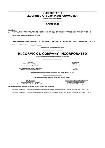 Thumbnail McCormick & Company
 10-K Annual Report 