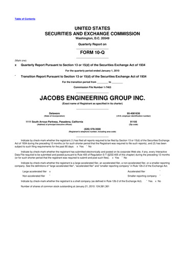 Thumbnail Jacobs Engineering 10-Q Quarterly Report FY 