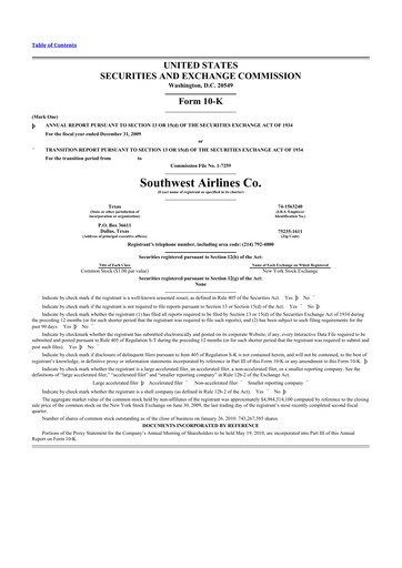 Thumbnail Southwest Airlines 10-K Annual Report 