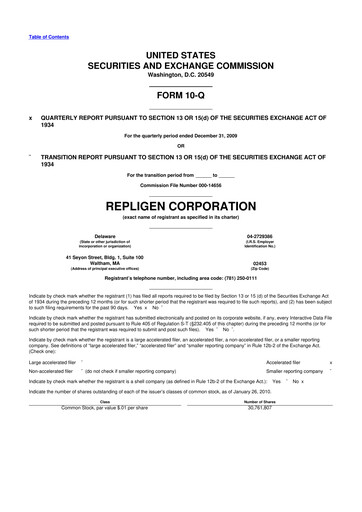 Thumbnail Repligen
 10-Q Quarterly Report FY 