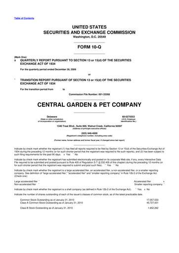 Vorschaubild Central Garden & Pet 10-Q Quartalsbericht  