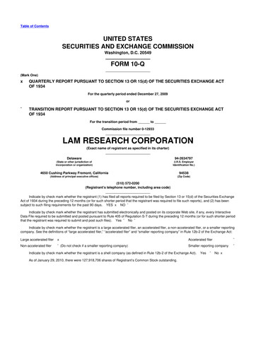 Thumbnail Lam Research 10-Q Quarterly Report FY 