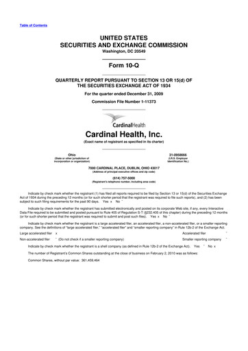 Thumbnail Cardinal Health 10-Q Quarterly Report FY 