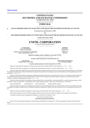 Thumbnail Unitil Corporation
 10-K Annual Report 