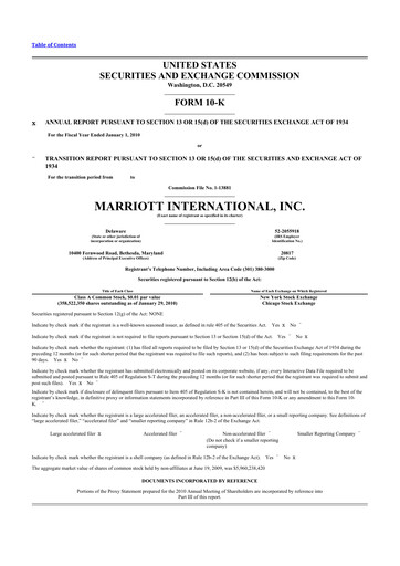 Thumbnail Marriott International 10-K Annual Report 
