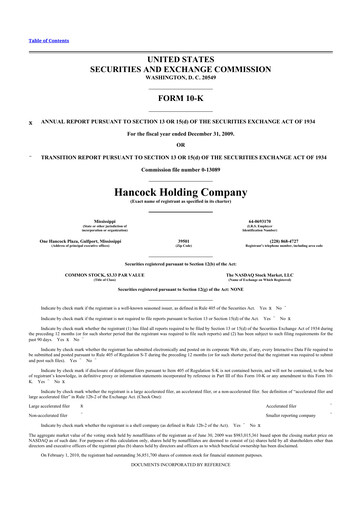 Thumbnail Hancock Whitney 10-K Annual Report 