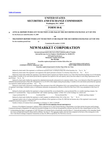 Thumbnail NewMarket Corp 10-K Annual Report 