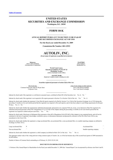 Thumbnail Autoliv 10-K Annual Report 