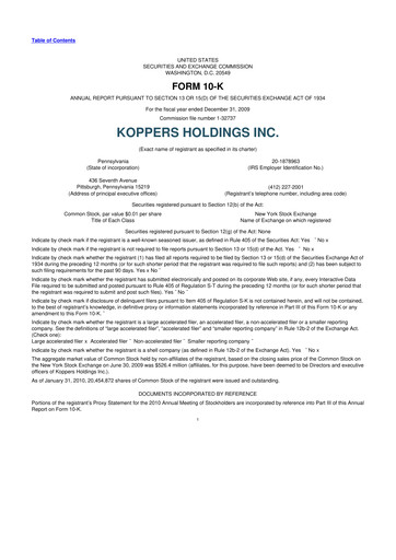 Vorschaubild Koppers Holdings 10-K Jahresbericht 