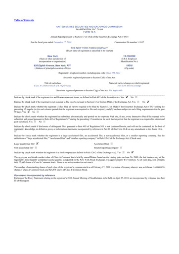 Thumbnail New York Times 10-K Annual Report 