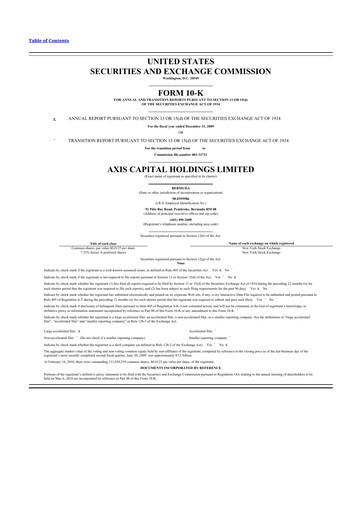 Thumbnail AXIS Capital
 10-K Annual Report 