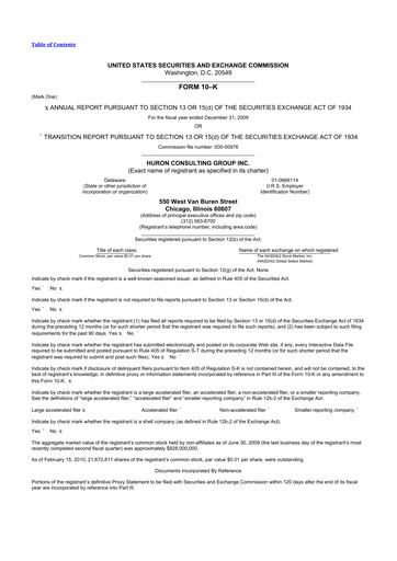 Thumbnail Huron Consulting 10-K Annual Report 