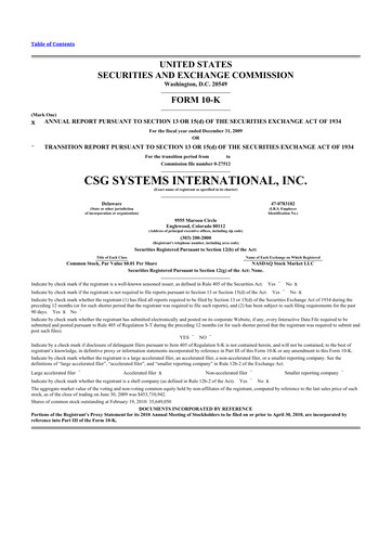 Thumbnail CSG International
 10-K Annual Report 