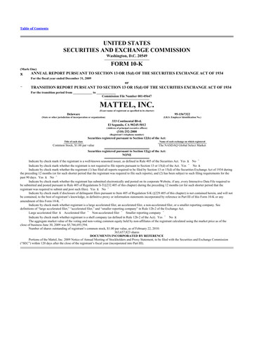 Thumbnail Mattel
 10-K Annual Report 