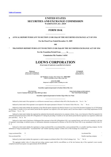 Thumbnail Loews Corporation
 10-K Annual Report 