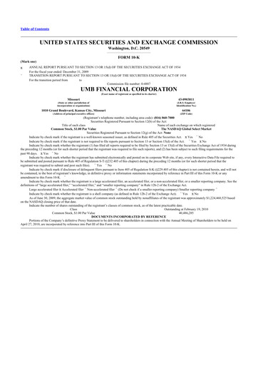 Thumbnail UMB Financial 10-K Annual Report 