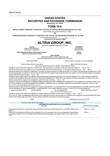 Thumbnail Altria Group 10-K Annual Report 