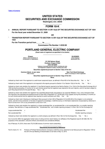 Thumbnail Portland General Electric
 10-K Annual Report 