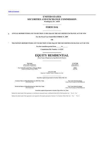 Thumbnail Equity Residential
 10-K Annual Report 