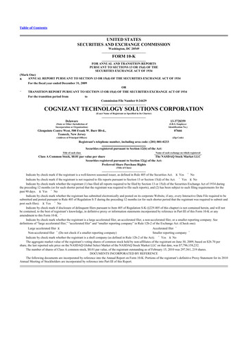 Miniature Cognizant Technology Solutions  10-K Rapport annuel 
